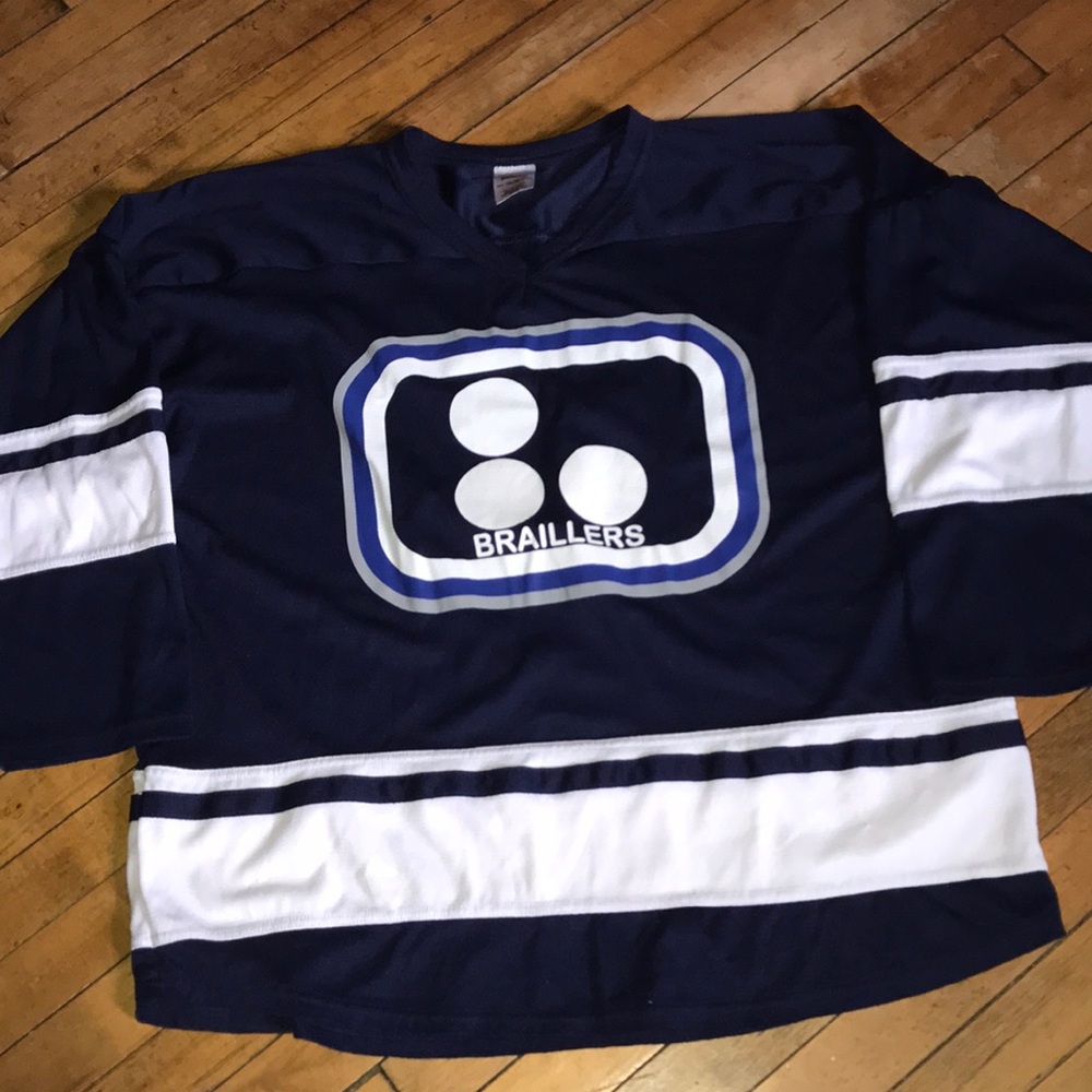 Braillers Graphic Navy Tee with White & Royal Logo